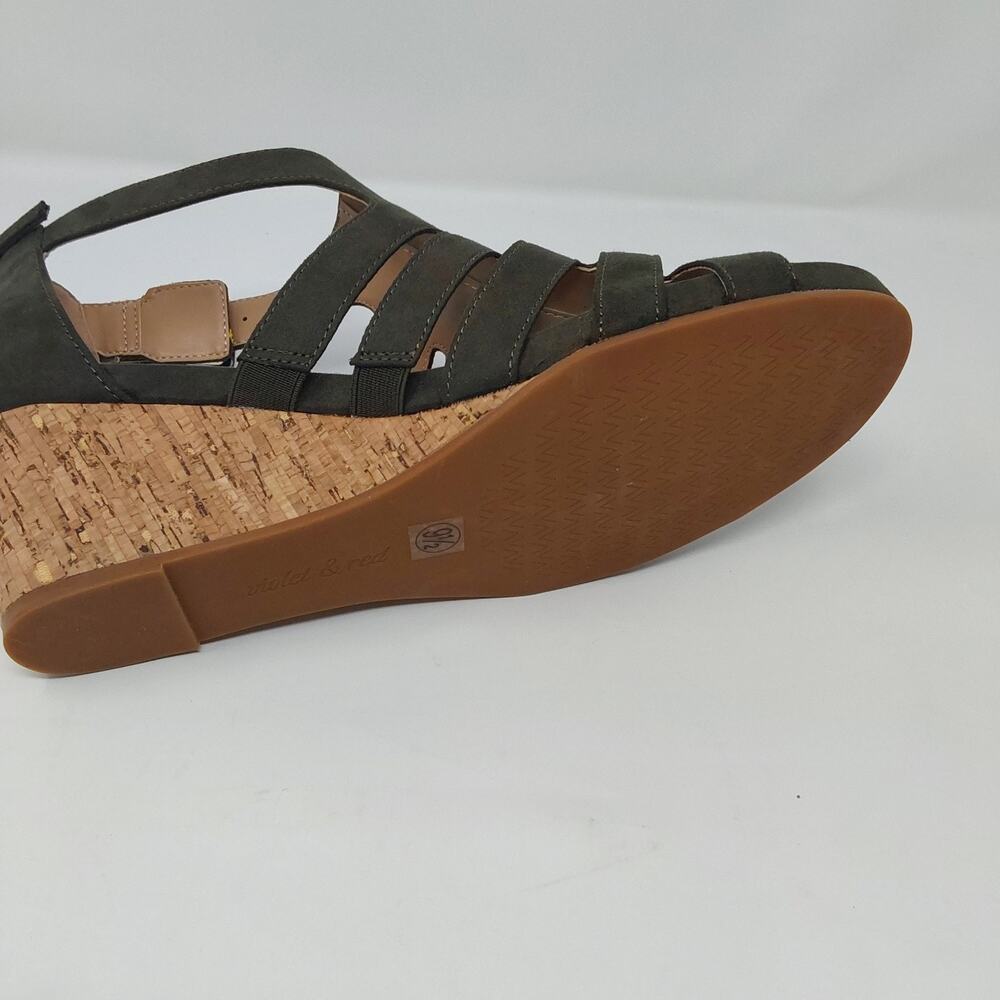 Violet & Red Women’s Green Cork Wedge Sandals Strappy Open Toe Buckle Size 9.5 - Picture 13 of 13